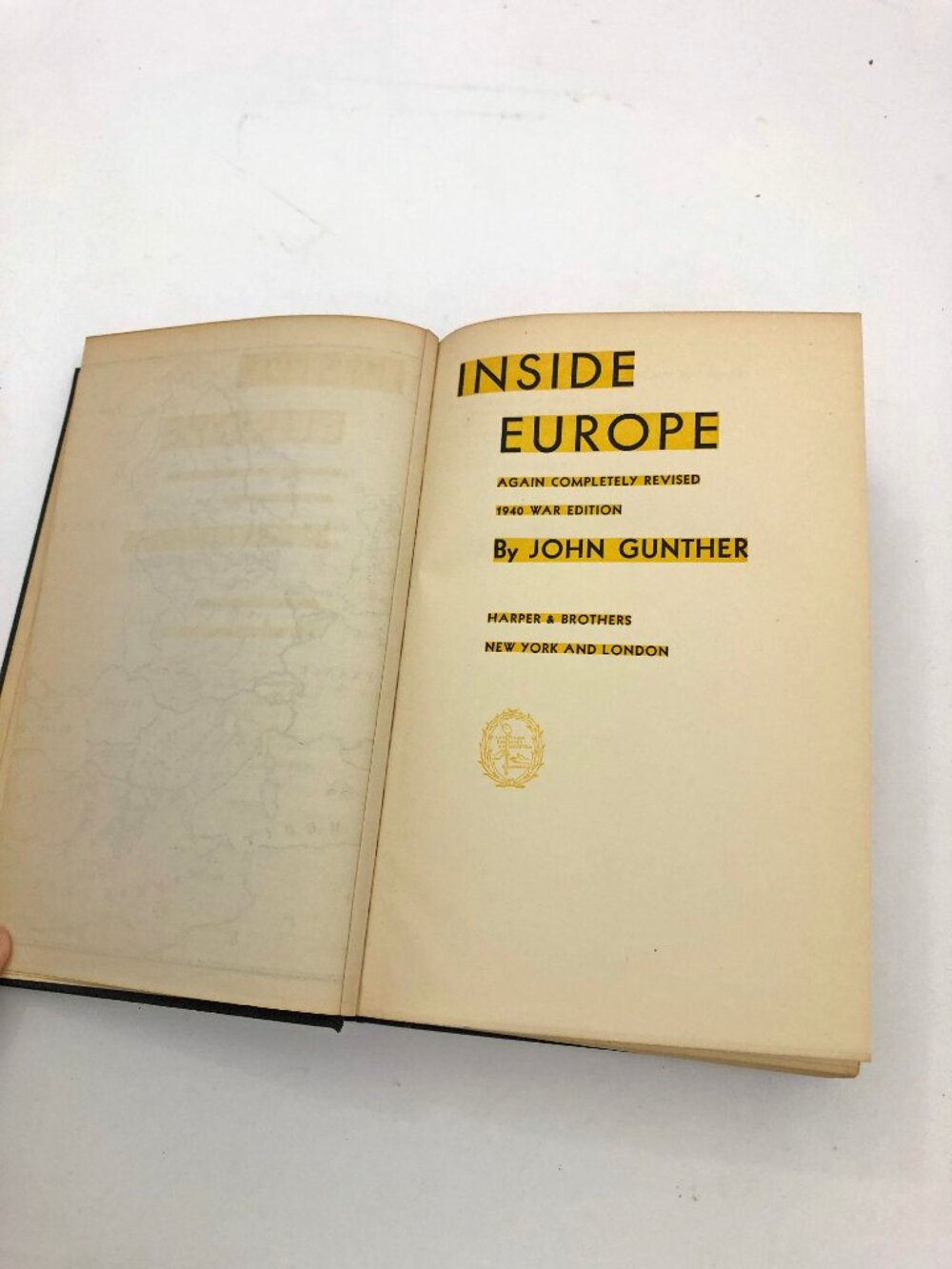 Inside Europe Hardcover 1940 War Edition John Gunther HB 606 Pages